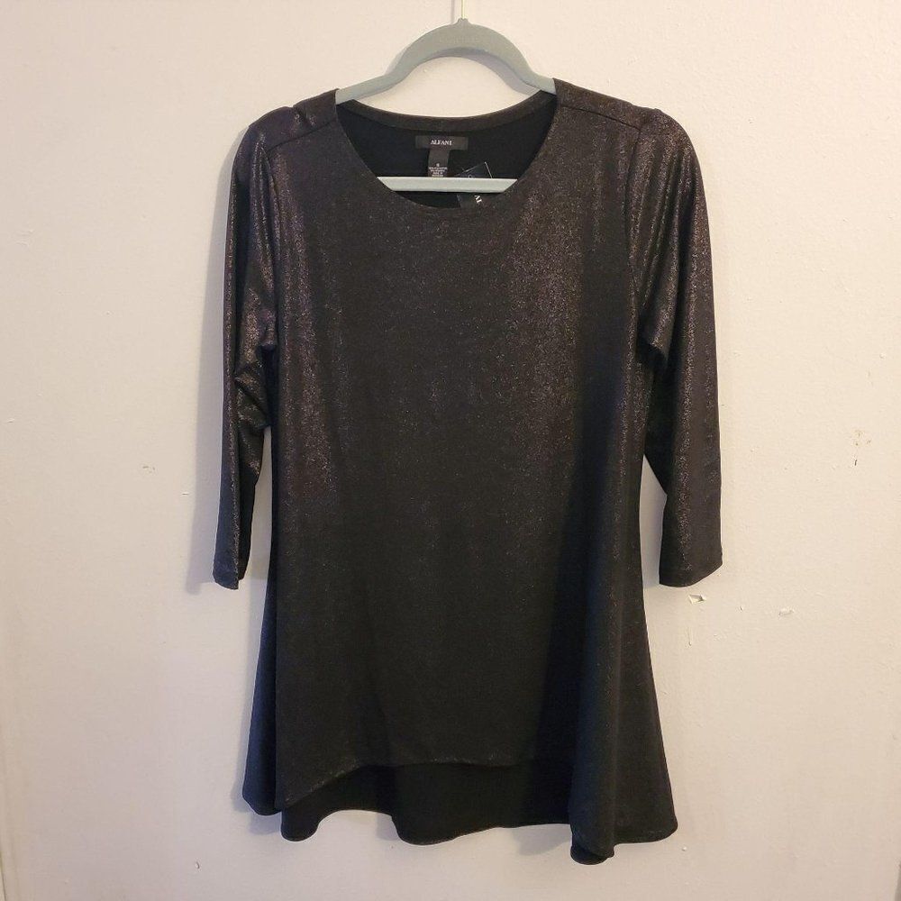 Alfani Easy Pieces Metallic Dress Deep Black